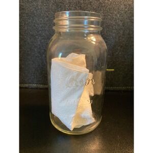 Vintage Mason Clear Glass Quart Canning‎ Jar Embossed Logo Regular Mouth 7 Inch